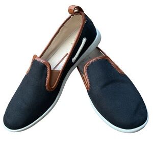 New Directions Anchor Slip On Black Boat Shoes